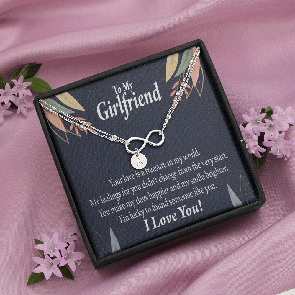 To My Girlfriend You Are My Treasure Infinity Bracelet With Initial Charms - Infinity Bracelet