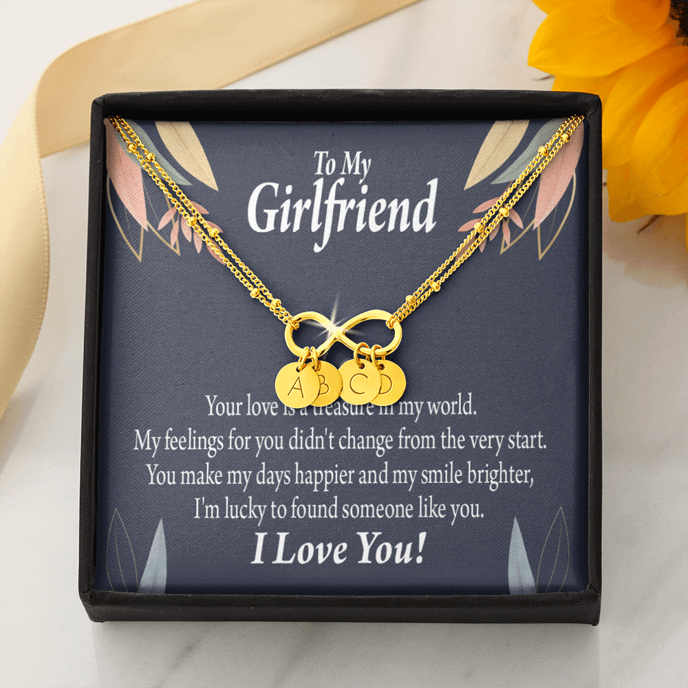 To My Girlfriend You Are My Treasure Infinity Bracelet With Initial Charms - Infinity Bracelet