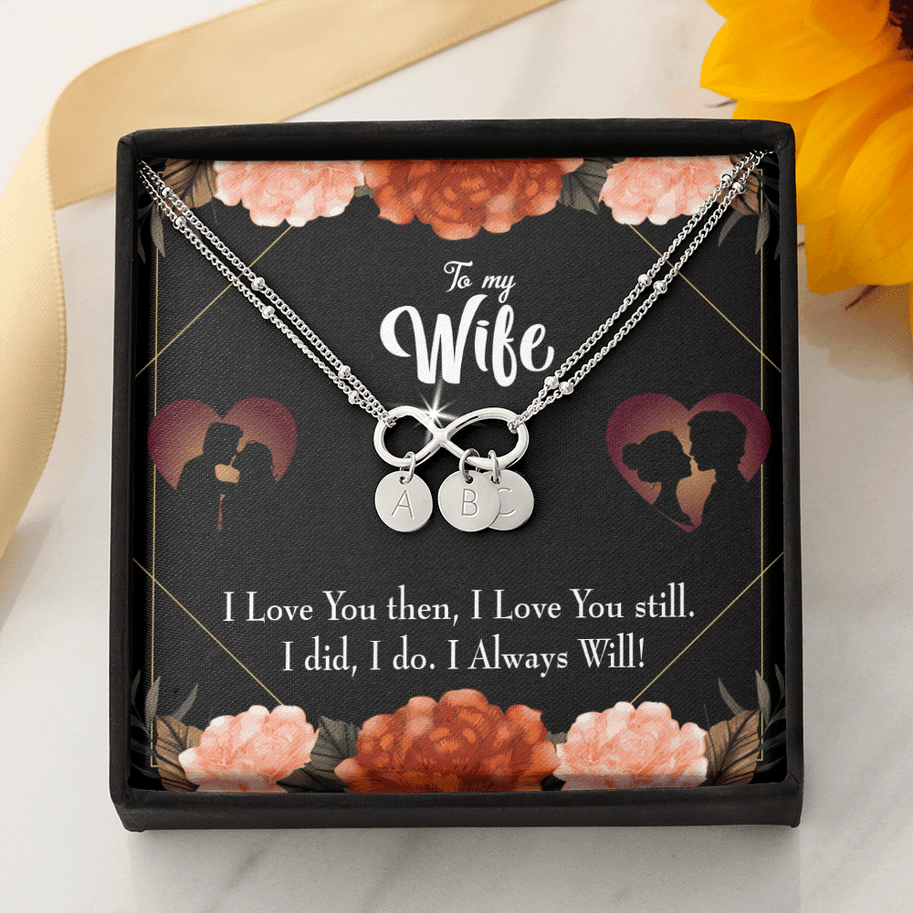 To My Wife I Love You Then And Now Infinity Bracelet With Initial Charms - Infinity Bracelet