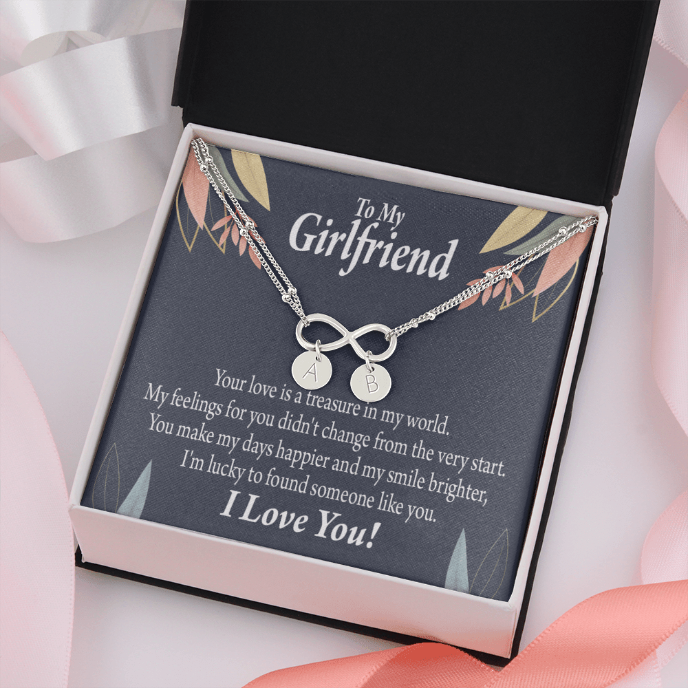 To My Girlfriend You Are My Treasure Infinity Bracelet With Initial Charms - Infinity Bracelet