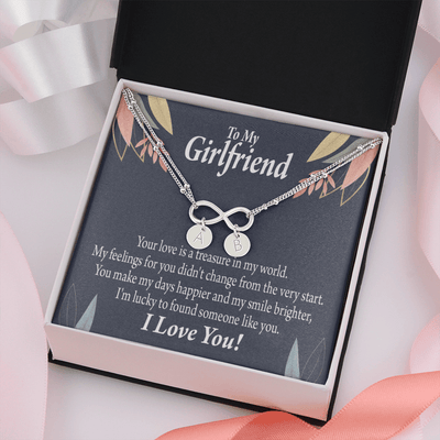 To My Girlfriend You Are My Treasure Infinity Bracelet With Initial Charms - Infinity Bracelet