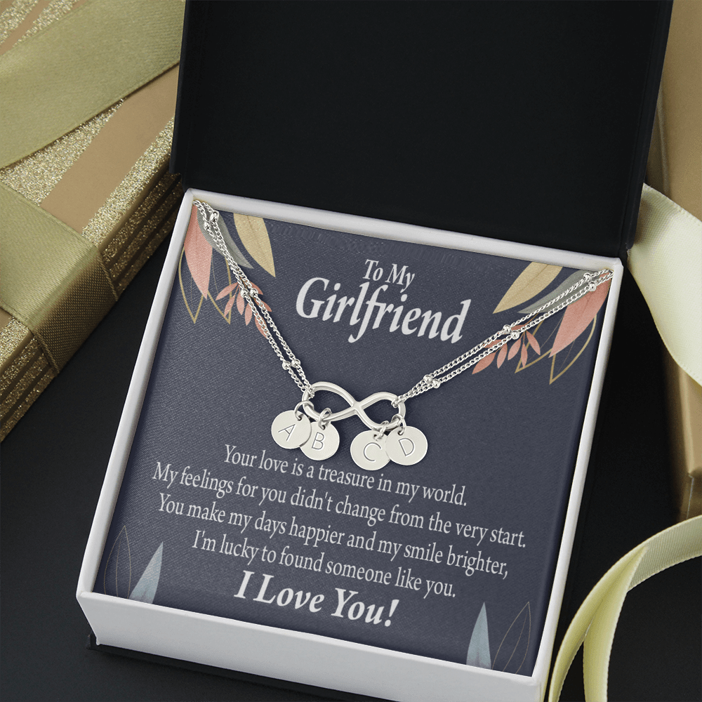 To My Girlfriend You Are My Treasure Infinity Bracelet With Initial Charms - Infinity Bracelet