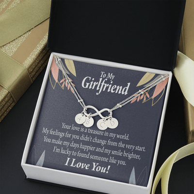To My Girlfriend You Are My Treasure Infinity Bracelet With Initial Charms - Infinity Bracelet