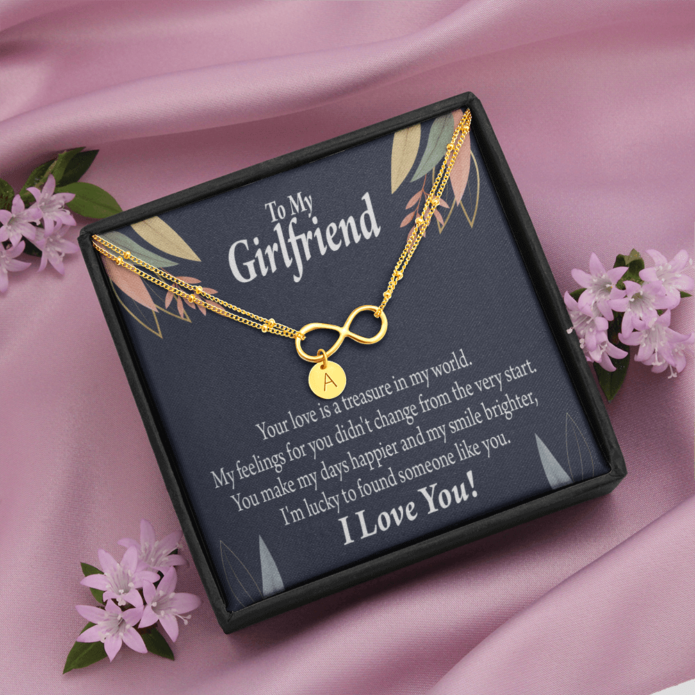 To My Girlfriend You Are My Treasure Infinity Bracelet With Initial Charms - Infinity Bracelet