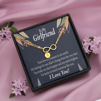 To My Girlfriend You Are My Treasure Infinity Bracelet With Initial Charms - Infinity Bracelet