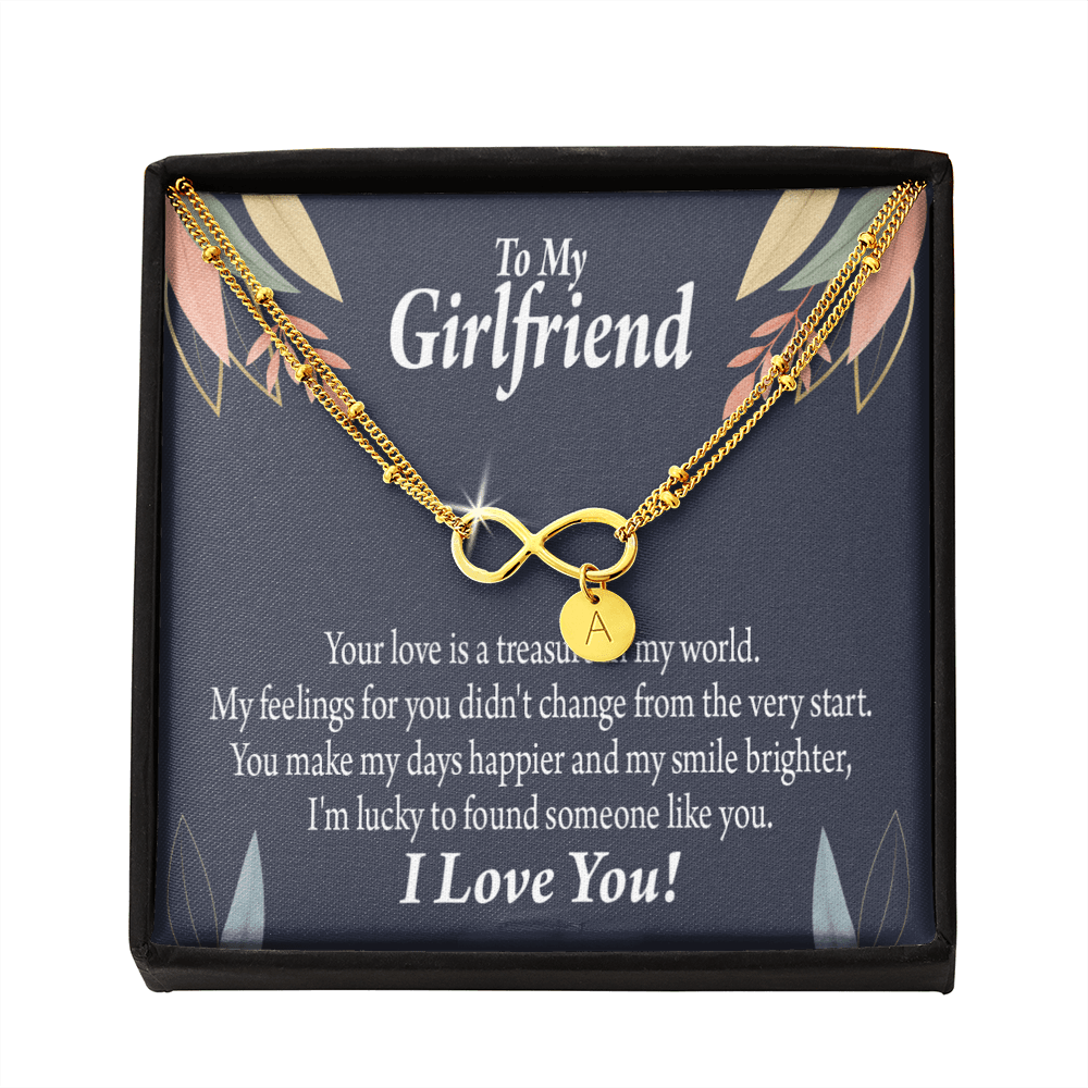 To My Girlfriend You Are My Treasure Infinity Bracelet With Initial Charms - Infinity Bracelet