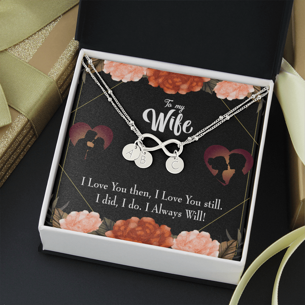 To My Wife I Love You Then And Now Infinity Bracelet With Initial Charms - Infinity Bracelet