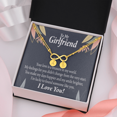 To My Girlfriend You Are My Treasure Infinity Bracelet With Initial Charms - Infinity Bracelet