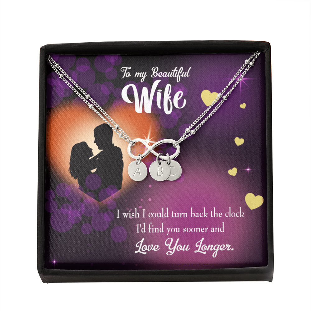 To My Wife Love You Longer Infinity Bracelet With Initial Charms - Infinity Bracelet
