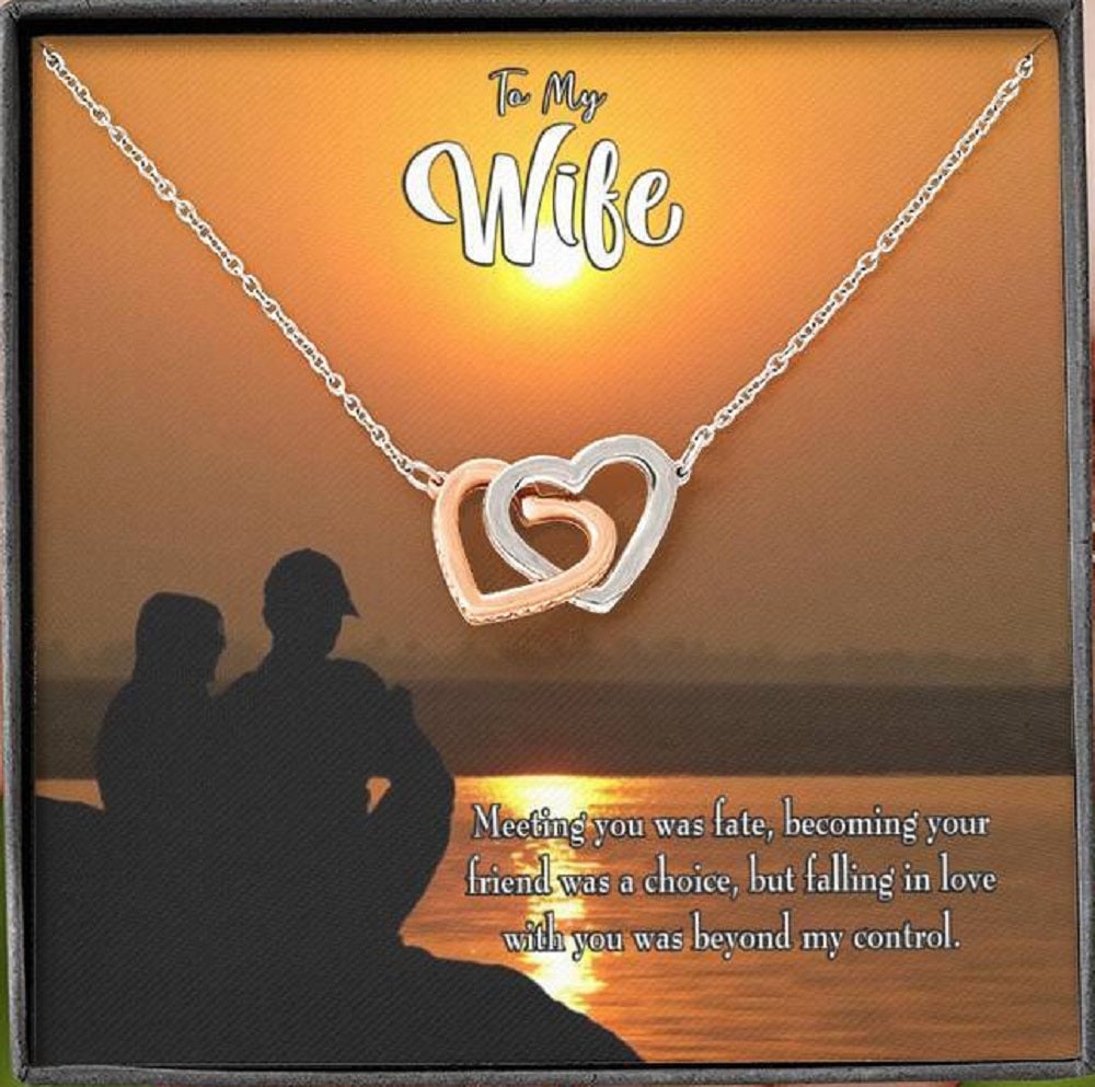 Wife Gift For Wife Birthday You're My Fate Inseparable Love Pendant 18k Rose Gold Finish 16� - Interlocking Hearts Necklace