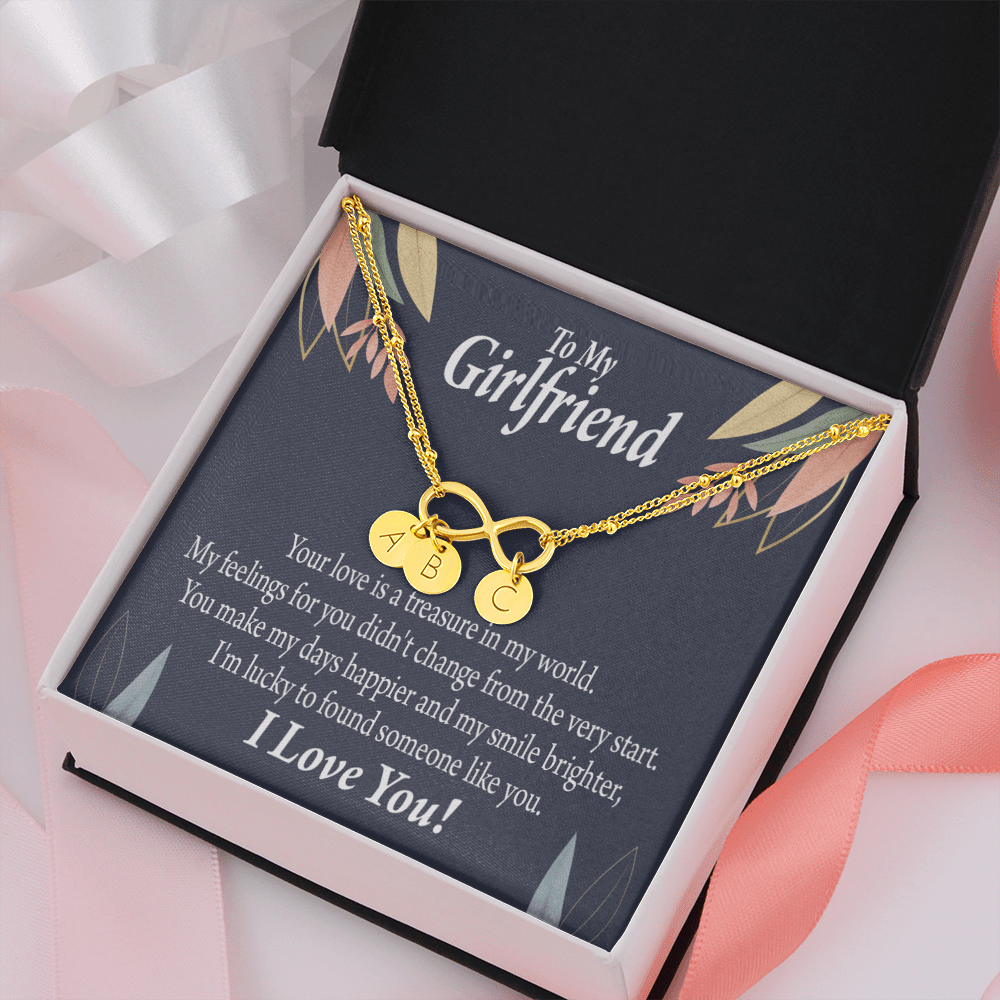 To My Girlfriend You Are My Treasure Infinity Bracelet With Initial Charms - Infinity Bracelet