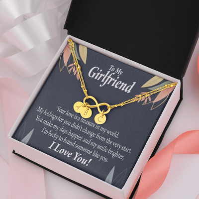 To My Girlfriend You Are My Treasure Infinity Bracelet With Initial Charms - Infinity Bracelet