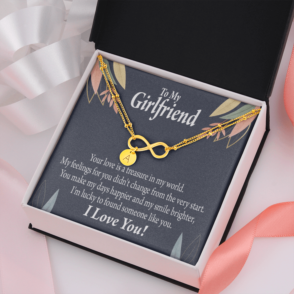To My Girlfriend You Are My Treasure Infinity Bracelet With Initial Charms - Infinity Bracelet