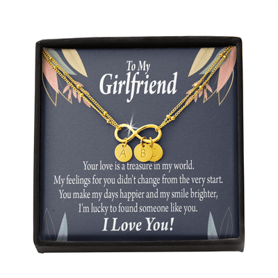 To My Girlfriend You Are My Treasure Infinity Bracelet With Initial Charms - Infinity Bracelet