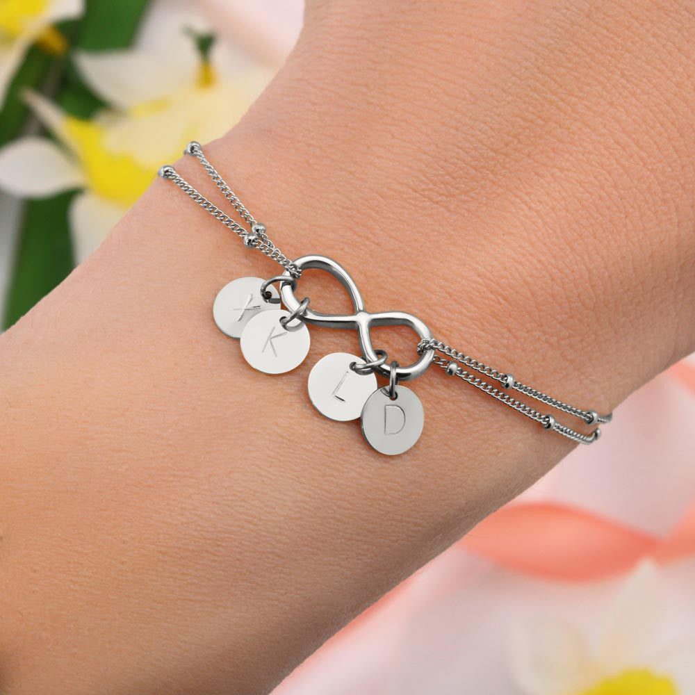 To My Girlfriend You Are My Treasure Infinity Bracelet With Initial Charms - Infinity Bracelet