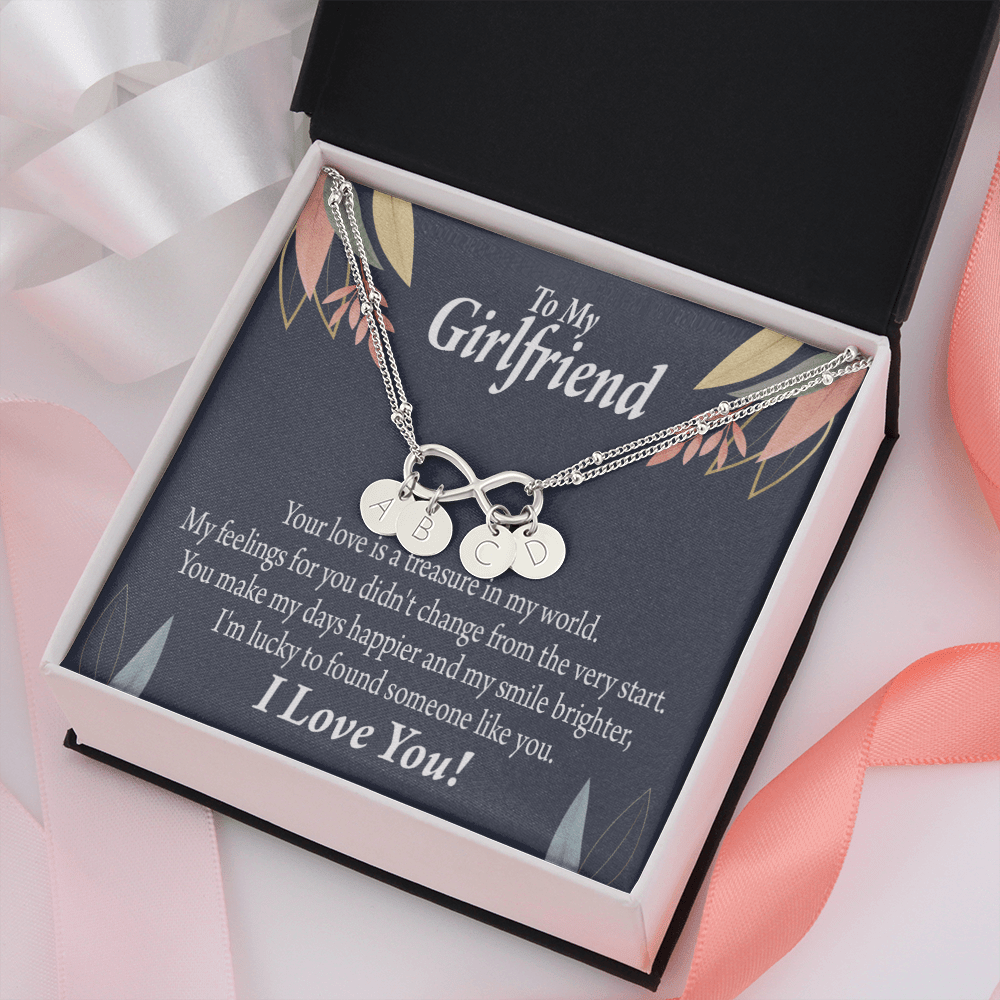 To My Girlfriend You Are My Treasure Infinity Bracelet With Initial Charms - Infinity Bracelet