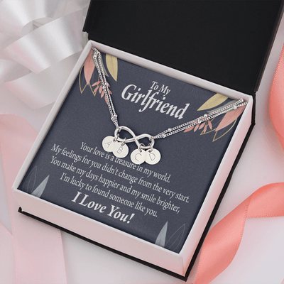 To My Girlfriend You Are My Treasure Infinity Bracelet With Initial Charms - Infinity Bracelet