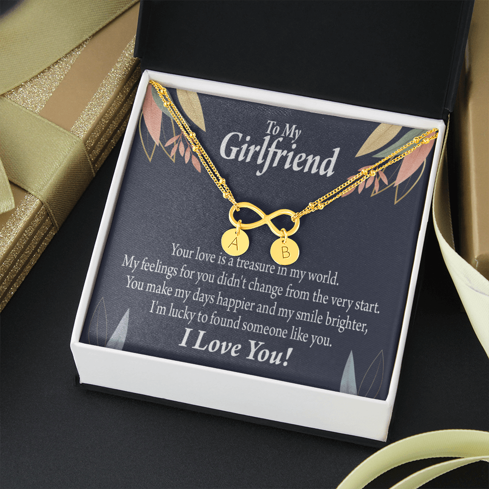 To My Girlfriend You Are My Treasure Infinity Bracelet With Initial Charms - Infinity Bracelet