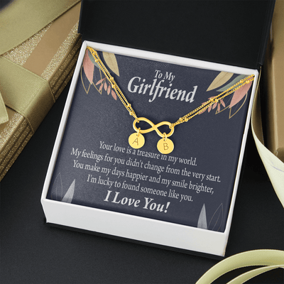 To My Girlfriend You Are My Treasure Infinity Bracelet With Initial Charms - Infinity Bracelet