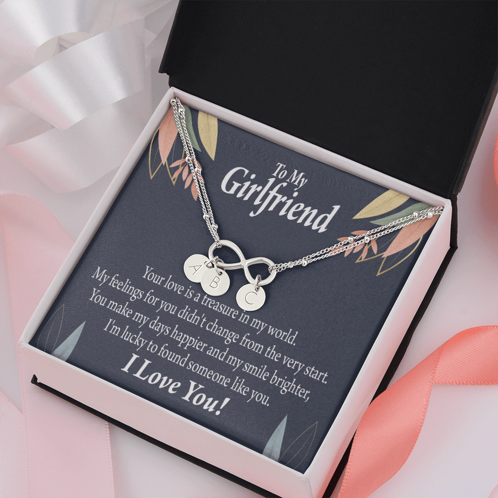 To My Girlfriend You Are My Treasure Infinity Bracelet With Initial Charms - Infinity Bracelet