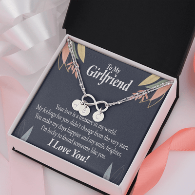 To My Girlfriend You Are My Treasure Infinity Bracelet With Initial Charms - Infinity Bracelet