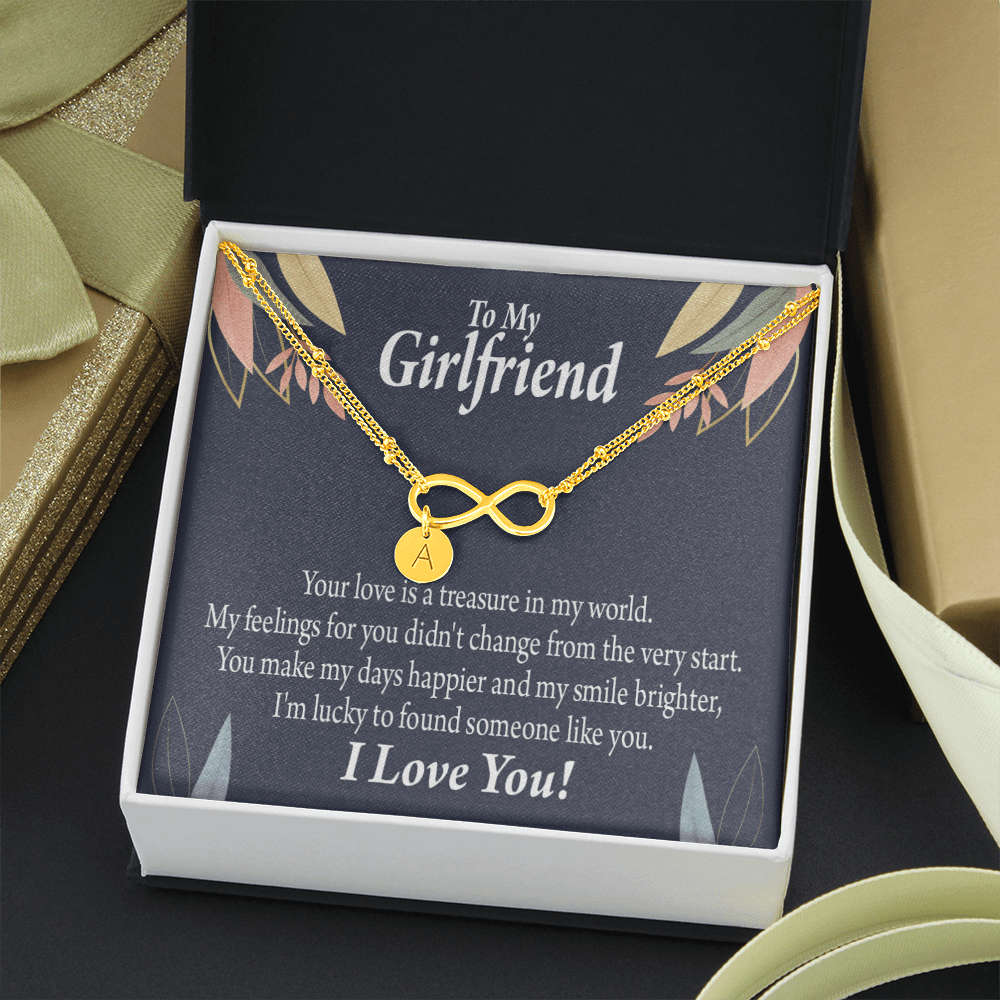 To My Girlfriend You Are My Treasure Infinity Bracelet With Initial Charms - Infinity Bracelet