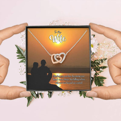 Wife Gift For Wife Birthday You're My Fate Inseparable Love Pendant 18k Rose Gold Finish 16� - Interlocking Hearts Necklace