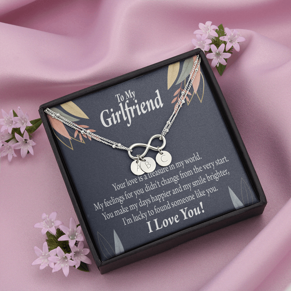 To My Girlfriend You Are My Treasure Infinity Bracelet With Initial Charms - Infinity Bracelet