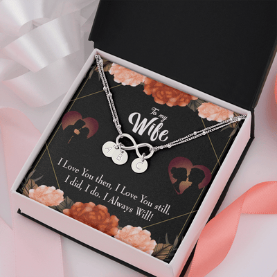 To My Wife I Love You Then And Now Infinity Bracelet With Initial Charms - Infinity Bracelet