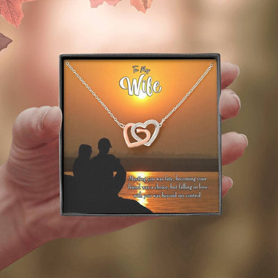 Wife Gift For Wife Birthday You're My Fate Inseparable Love Pendant 18k Rose Gold Finish 16� - Interlocking Hearts Necklace