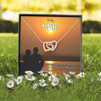 Wife Gift For Wife Birthday You're My Fate Inseparable Love Pendant 18k Rose Gold Finish 16� - Interlocking Hearts Necklace