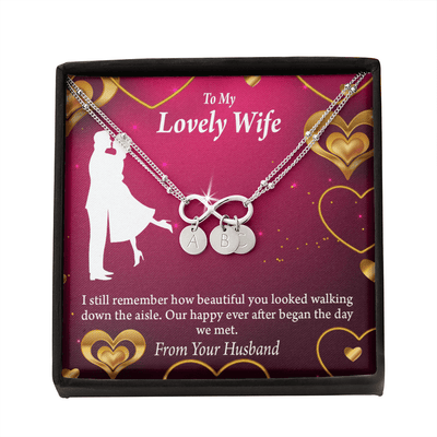 To My Wife Happy Ever After Infinity Bracelet With Initial Charms - Infinity Bracelet