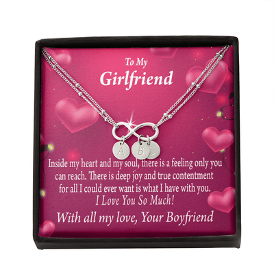 Girlfriend Deep Joy And True Contentment Infinity Bracelet With Initial Charms - Infinity Bracelet