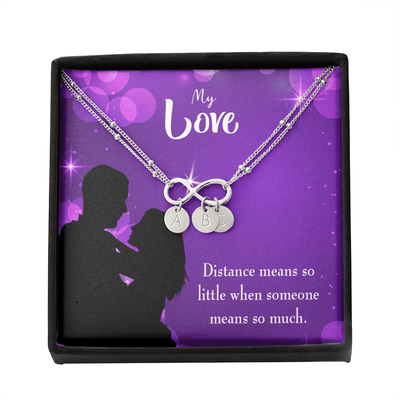 To My Wife Distance Means So Little Infinity Bracelet With Initial Charms - Infinity Bracelet