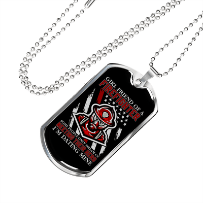 To My Girlfriend Girl Friend of a Firefighter Necklace Stainless Steel or 18k Gold Dog Tag 24" Chain - Luxury Love Messages Dog Tag Gifts For Man, Woman