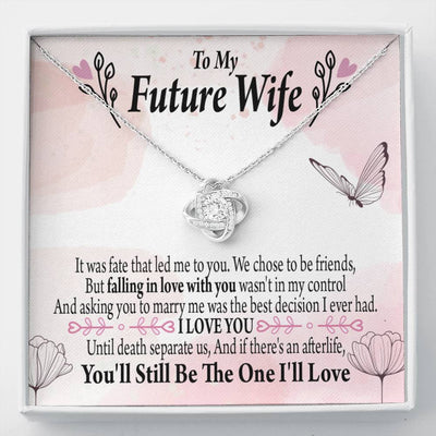 Future Wife The One Love Knot Pendant Necklace Stainless Steel W Cz Stone - Luxury Love Knot Necklace Meanful Gift Idea For Her/Him
