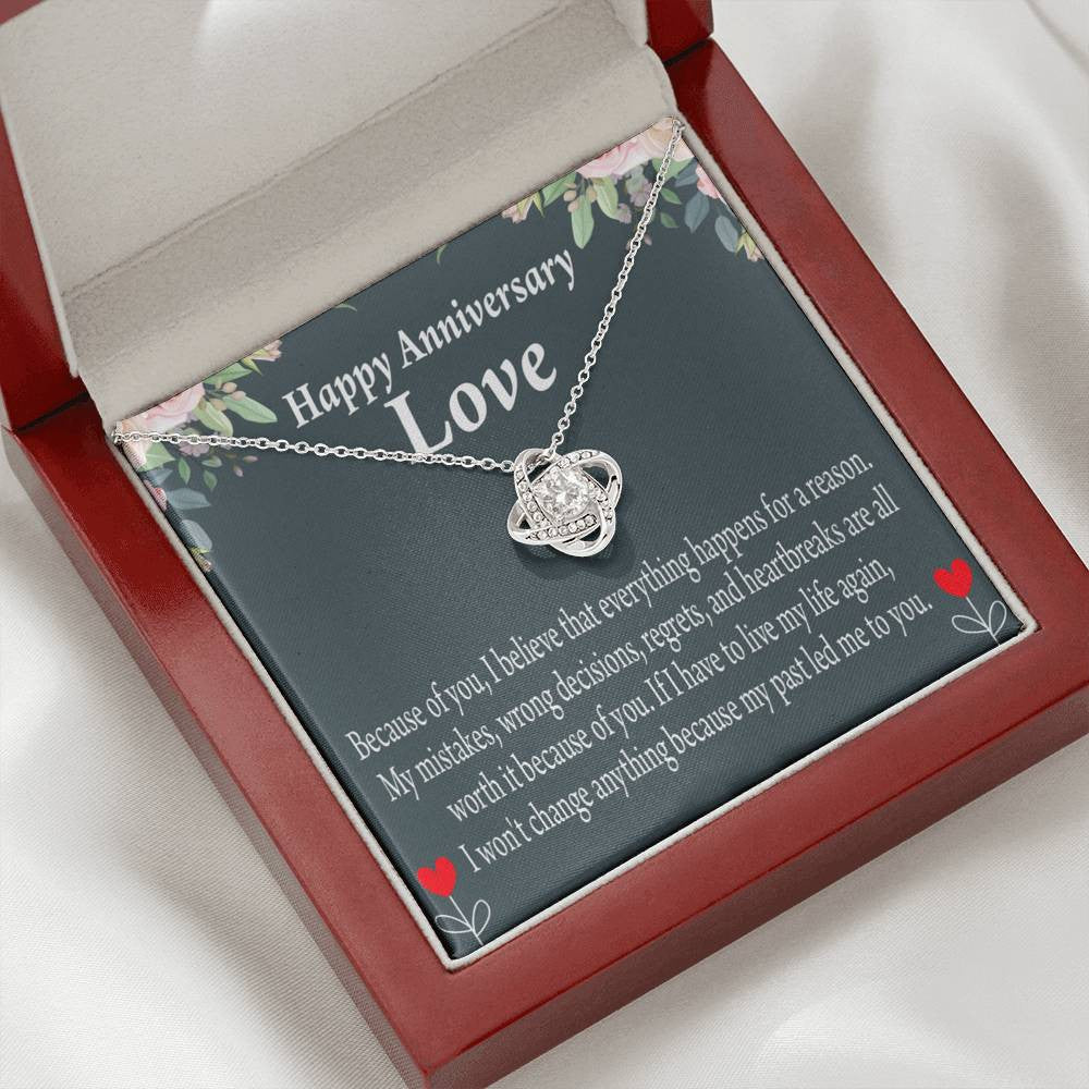 Happy Anniversary Girlfriend Reason For Everything Love Knot Pendant Necklace Stainless Steel W Cz Stone - Luxury Love Knot Necklace Meanful Gift Idea For Her/Him