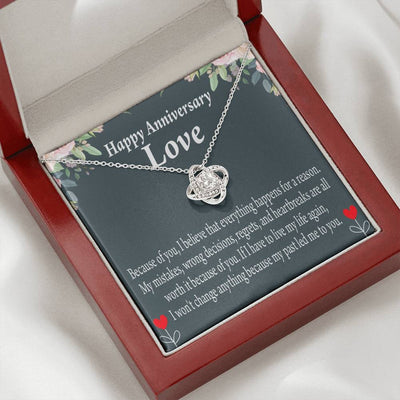 Happy Anniversary Girlfriend Reason For Everything Love Knot Pendant Necklace Stainless Steel W Cz Stone - Luxury Love Knot Necklace Meanful Gift Idea For Her/Him