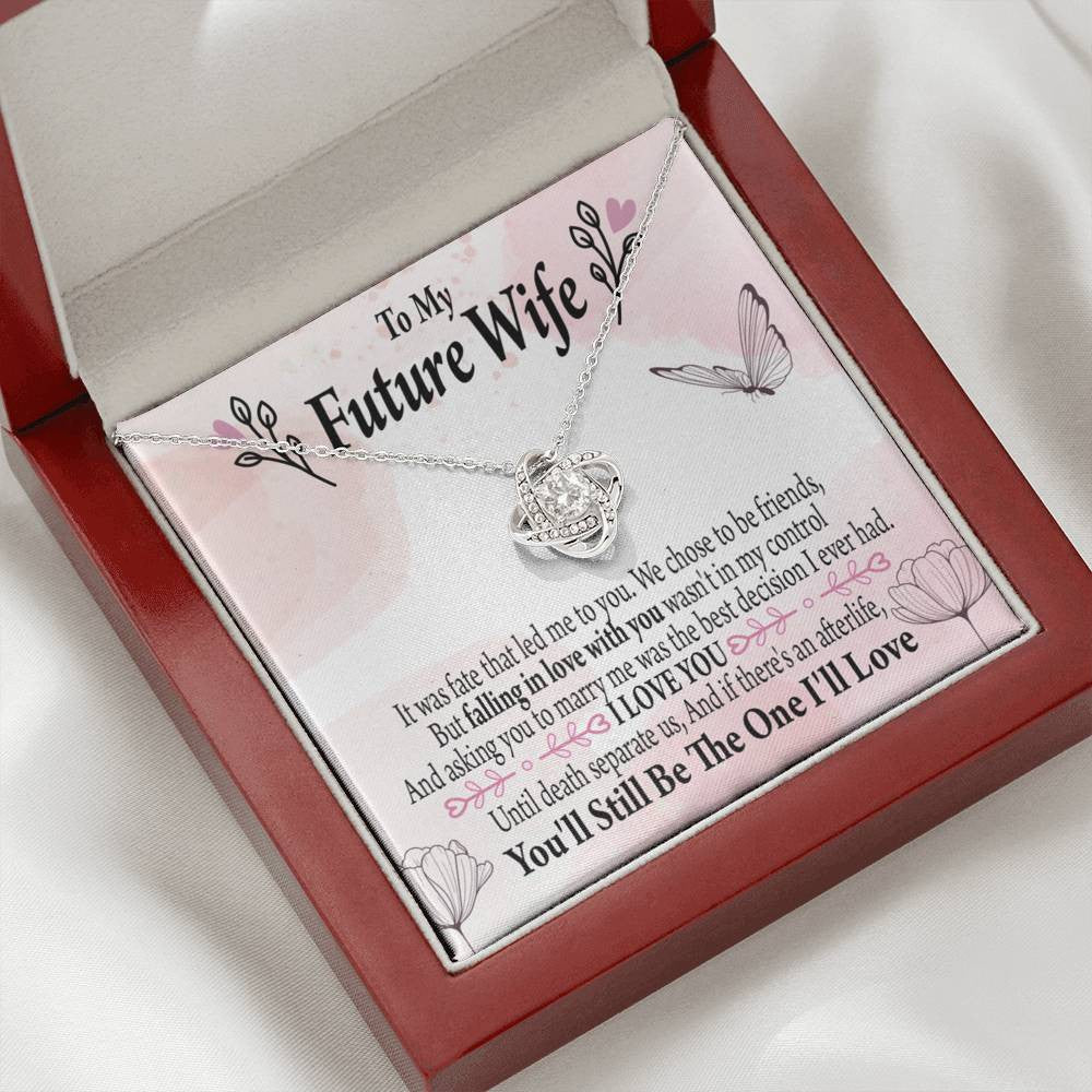 Future Wife The One Love Knot Pendant Necklace Stainless Steel W Cz Stone - Luxury Love Knot Necklace Meanful Gift Idea For Her/Him