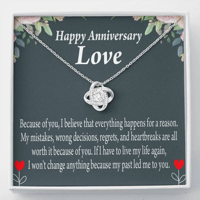 Happy Anniversary Girlfriend Reason For Everything Love Knot Pendant Necklace Stainless Steel W Cz Stone - Luxury Love Knot Necklace Meanful Gift Idea For Her/Him
