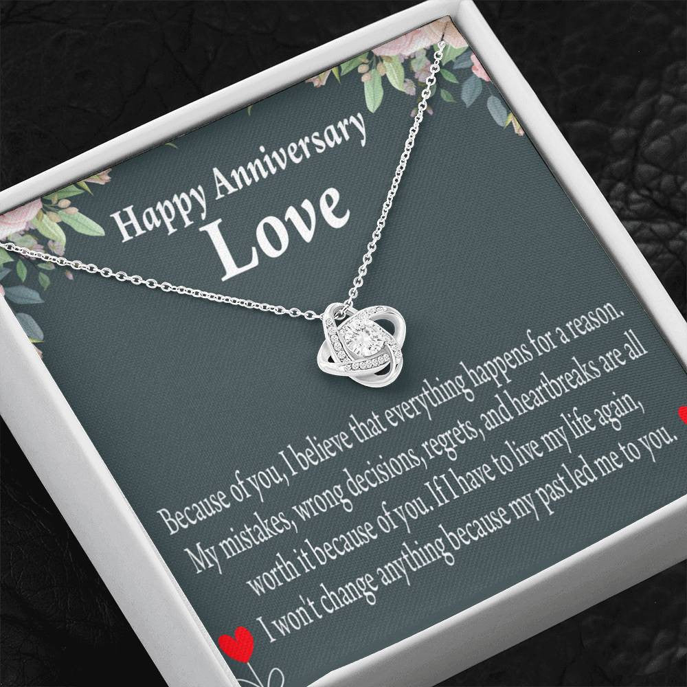 Happy Anniversary Girlfriend Reason For Everything Love Knot Pendant Necklace Stainless Steel W Cz Stone - Luxury Love Knot Necklace Meanful Gift Idea For Her/Him