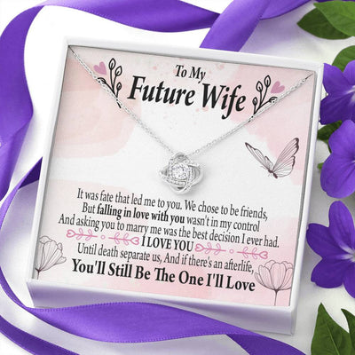 Future Wife The One Love Knot Pendant Necklace Stainless Steel W Cz Stone - Luxury Love Knot Necklace Meanful Gift Idea For Her/Him