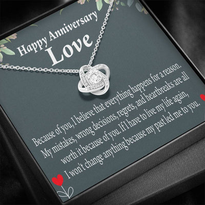 Happy Anniversary Girlfriend Reason For Everything Love Knot Pendant Necklace Stainless Steel W Cz Stone - Luxury Love Knot Necklace Meanful Gift Idea For Her/Him