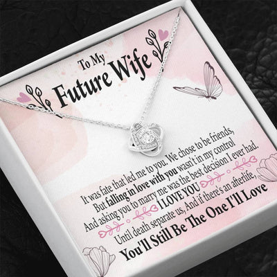 Future Wife The One Love Knot Pendant Necklace Stainless Steel W Cz Stone - Luxury Love Knot Necklace Meanful Gift Idea For Her/Him