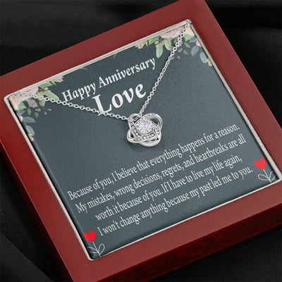 Happy Anniversary Girlfriend Reason For Everything Love Knot Pendant Necklace Stainless Steel W Cz Stone - Luxury Love Knot Necklace Meanful Gift Idea For Her/Him