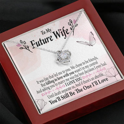 Future Wife The One Love Knot Pendant Necklace Stainless Steel W Cz Stone - Luxury Love Knot Necklace Meanful Gift Idea For Her/Him