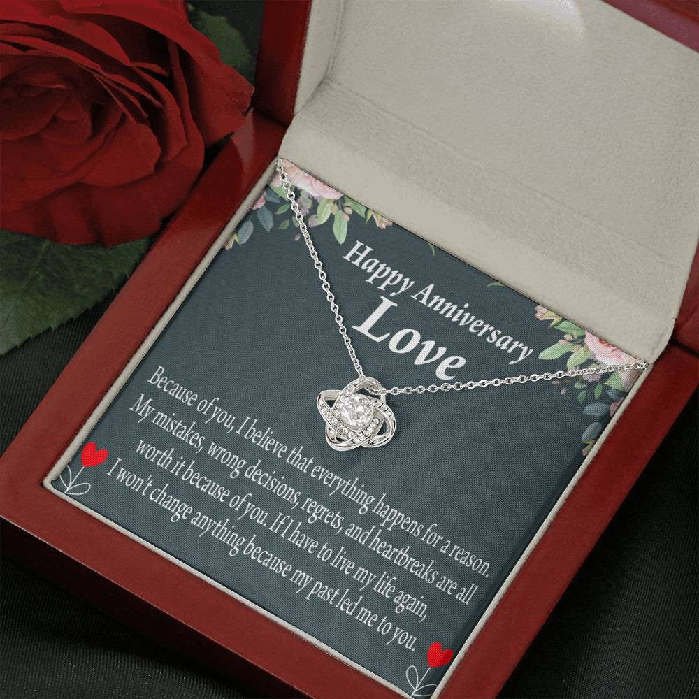 Happy Anniversary Girlfriend Reason For Everything Love Knot Pendant Necklace Stainless Steel W Cz Stone - Luxury Love Knot Necklace Meanful Gift Idea For Her/Him