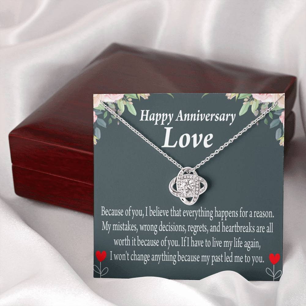 Happy Anniversary Girlfriend Reason For Everything Love Knot Pendant Necklace Stainless Steel W Cz Stone - Luxury Love Knot Necklace Meanful Gift Idea For Her/Him