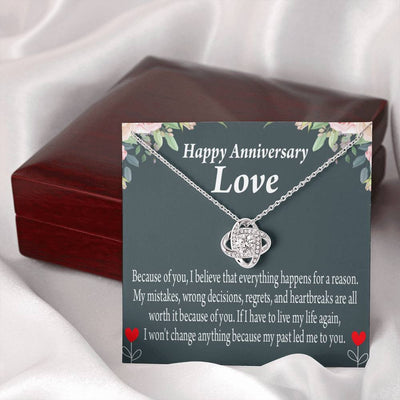 Happy Anniversary Girlfriend Reason For Everything Love Knot Pendant Necklace Stainless Steel W Cz Stone - Luxury Love Knot Necklace Meanful Gift Idea For Her/Him