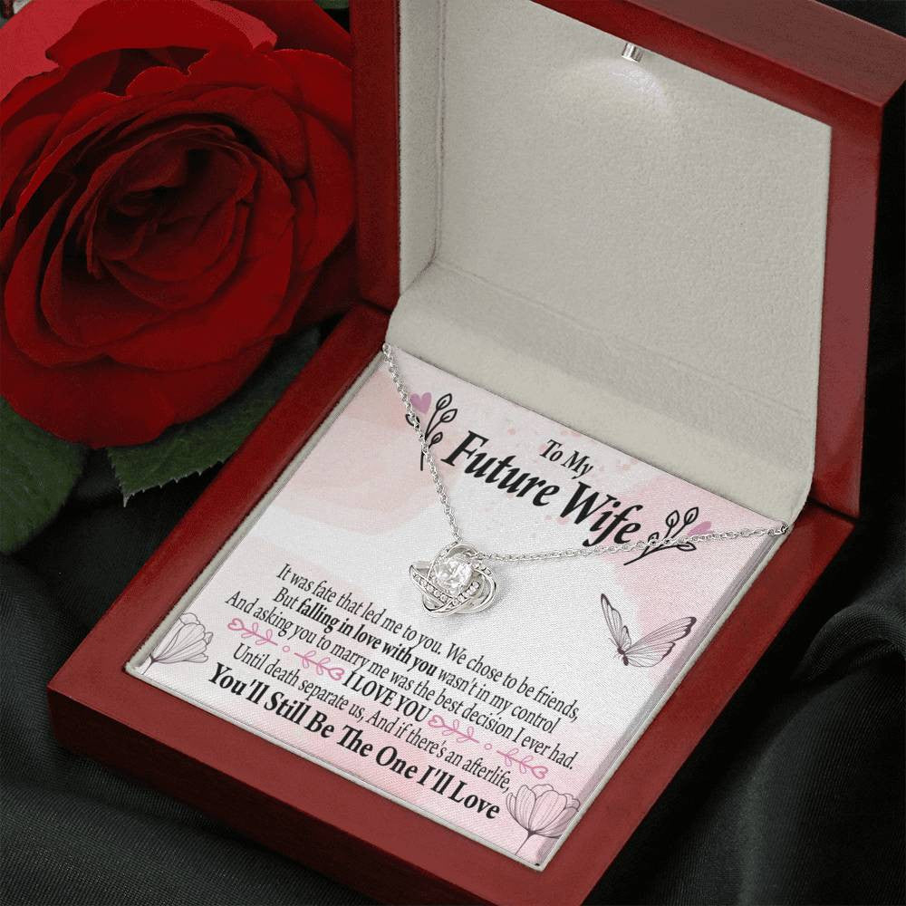 Future Wife The One Love Knot Pendant Necklace Stainless Steel W Cz Stone - Luxury Love Knot Necklace Meanful Gift Idea For Her/Him